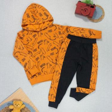 Imagem de Conjunto Infantil Moletom com Capuz e Cordãozinho Skater Fast - Era Um