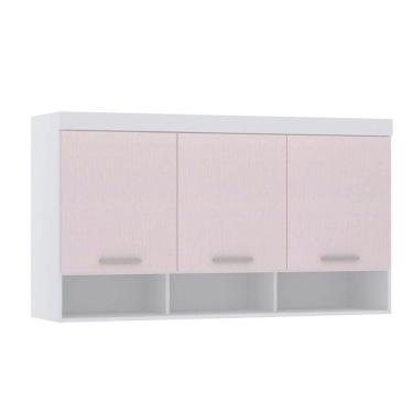 Imagem de Armário Aéreo Maleiro 145cm 3 Pts Alpes Luciane Móveis Branco Pf/rosa Pf