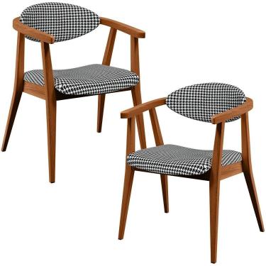 Imagem de Kit 2 Poltronas Decorativas Cecília L02 Pied Poule Assento Espuma D28 Estampada Lyam Decor