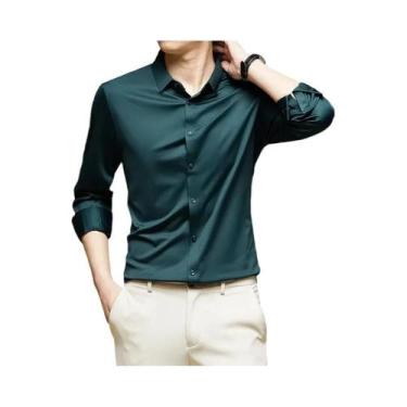 Imagem de Camisa Masculina Slim-fit De Manga Longa Ultra-Elástica Para Negócios 