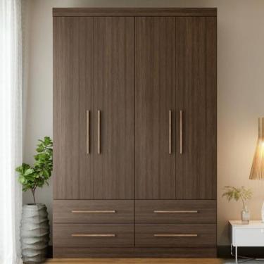 Imagem de Guarda-roupa Casal 4 Portas 4 Gavetas Majestic - Batrol Móveis