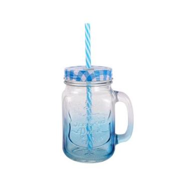 Imagem de Copo Le Degrade Canudo Vidro 450ml Azul, UNICA, U