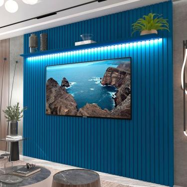 Imagem de Painel para TV Até 85 Polegadas Nobre 1 Prateleira Ripado 100% Mdf Azul Royal - Gelius