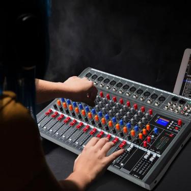 Imagem de Mesa de Som 12 Canais Profissional Bluetooth Delay Mixer Efeito Interf