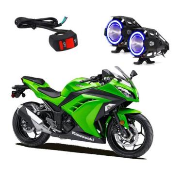 Imagem de Farol de Milha Angel Eye U7 Azul para Moto Kawasaki NINJA 300 2014 201