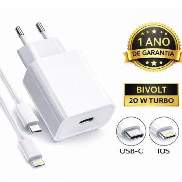 Imagem de Carregador Fonte Turbo 20w Usb C Com Cabo Tipo C Para Linghtning Branc