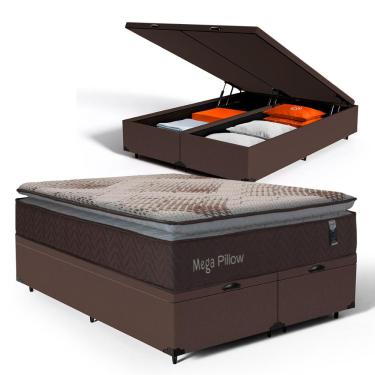Imagem de Cama Box Baú com Colchão de Molas Ensacadas Mega Pillow Queen 158cm