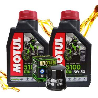 Imagem de Troca de Óleo Kawasaki Versys 650 / Vulcan 650 Motul 15w50 + Hiflo Hf3