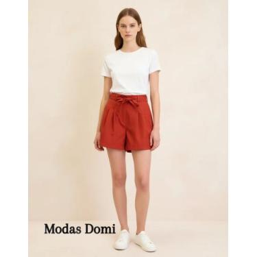 Imagem de Modas Domi- Short Feminino Com Amarração Na Cintura Luis Twill 91112, 