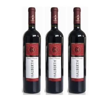 Imagem de Vinho Tinto Suave Bordô Premium Halberth 750 ml, 3 unidades
