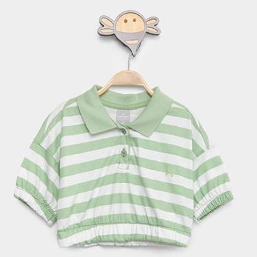 Imagem de Camisa Polo Cropped Infantil Hering Kids Listrada Manga Curta Menina-Feminino