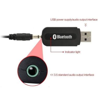 Imagem de Adaptador Receptor Bluetooth Usb Musica P2 Chamada Som Carro - adaptad