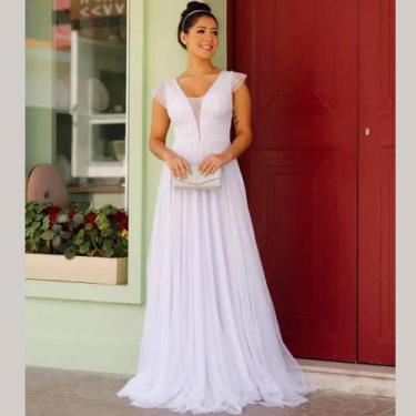 Imagem de Vestido longo de festa com decote v na frente nas costa , no tecido tu