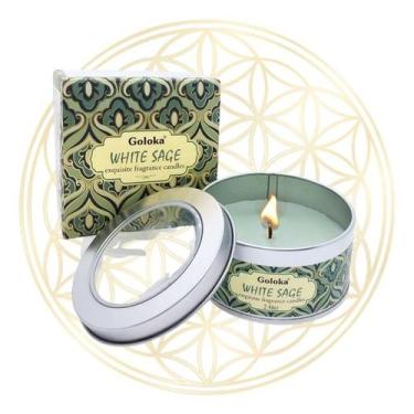 Imagem de Vela Aromática Importada Indiana Goloka, SÁLVIA BRANCA