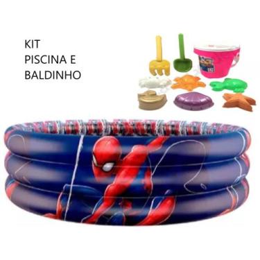 Imagem de Piscina Inflável Infantil Homem Aranha 130 Litros Redonda E Baldinho P