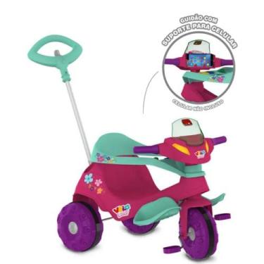 Imagem de Triciclo Bandeirante Velobaby G2 Passeio e Pedal Motoca Rosa Menina - 