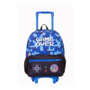 Imagem de Mochila Infantil Rodinhas e Costas GameOver Sestini Original, Azul