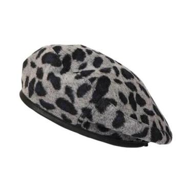 Imagem de Boina Feminina Com Estampa De Leopardo, Chapéu Retro Estilo Pintor Jap