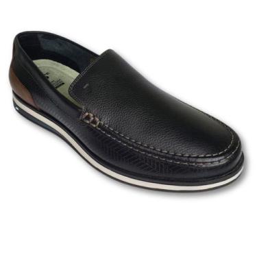Imagem de Sapato Casual Masculino Jota Pe Couro Confortável Dia a Dia, Preto, 39