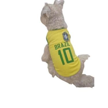 Imagem de Camiseta Pet do Brasil para Cachorro ou Gato Copa do Mundo , 2XL