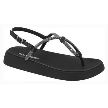 Imagem de Sandalia Moleca Papete Tiras Glitter 5499.100 Preto, Preto, 36