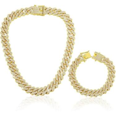 Imagem de Colar Xikui banhado a ouro 18K 13 mm de largura 50 cm de comprimento