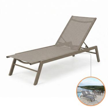 Imagem de Espreguiçadeira Piscina Verona Alumínio Tela Sling Reclinável 5 Posições Fendi Nossa Kasa
