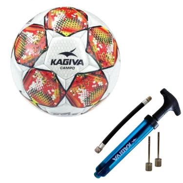 Imagem de Bola de Futebol Kagiva Star Costurada à Mão com Estrutura Reforçada em PVC Laminado e Bomba Dupla Ação Vermelho e Azul