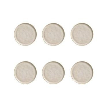 Imagem de Conjunto de Pratos de Sobremesa Linhas Latte Cerâmica Stoneware Off White Porto Brasil