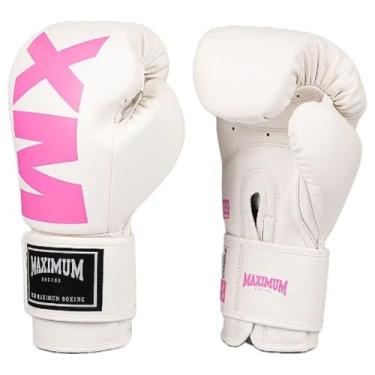 Imagem de Luva boxe muay thai feminina mxm branco/rosa - maximum, 10oz