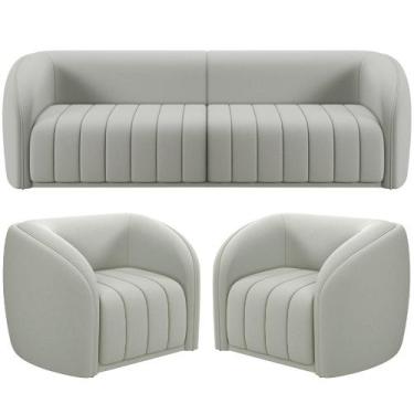 Imagem de Kit Sofá 4 Lugares Para Sala 252cm com 02 Poltronas Lazio M03 Veludo C