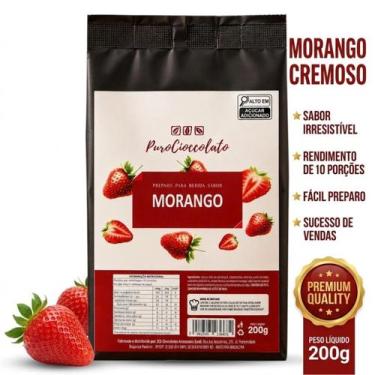 Imagem de Preparo para Bebida e Milkshake Sabor Morango PuroCioccolato 200g  Cre