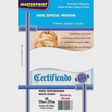 Imagem de Papel A4 Verge Branco 180g. Masterprint