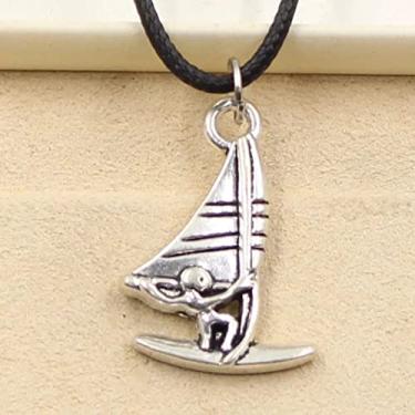 Imagem de EDCRFV Colar Vela Pingente Feminino Couro Preto Couro Presente Amizade