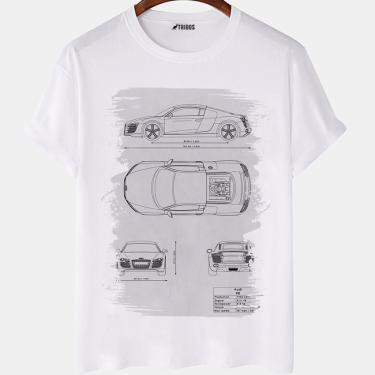 Imagem de Camiseta masculina Audi R8 Carro Famoso Desenho Arte Camisa Blusa Branca Estampada
