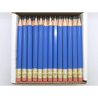 Imagem de Meia lápis com borracha – golfe, sala de aula, estanho, curto, mini, não tóxico – hexagonal, apontado, 2 lápis, cor – azul, caixa com 72 (meio grosso) lápis de golfe azul