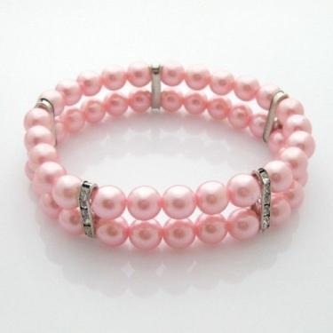 Imagem de Colar de joias de animais de estimação com gola de gato fofa com duas fileiras da PeTFAVORITES com pingentes de pérolas de strass para cães pequenos, filhotes, mulheres, chihuahua, Yorkie, meninas, gatos, animais de estimação, elásticoPETFAVORITES Neck Size: 8"- 10" rosa PF-PN002-PINKS