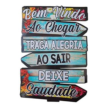 Imagem de Placa Decorativa de Parede em Madeira - Bem Vindo