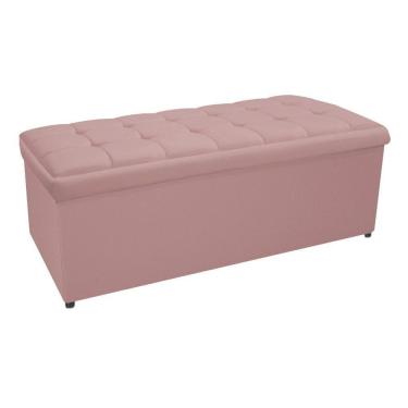 Imagem de Calçadeira Copenhague 140cm Casal Suede Rosê Adj Decor