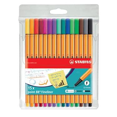 Imagem de Kit Canetas Stabilo Point 88 15 Cores + 8 Cores Tons Pastel