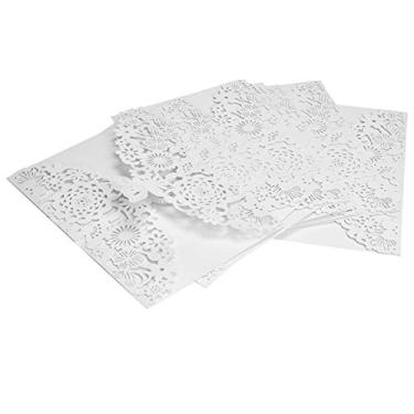 Imagem de Conjunto de cartões de convite de casamento, cartões de casamento requintados, esculpido em branco lindo DIY para (branco, borboleta)