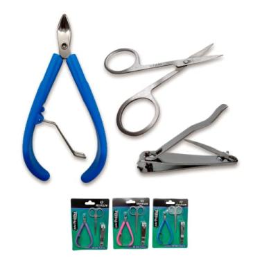Imagem de Kit Alicate de Cutícula Tesoura e Cortador de Unha Manicure Pedicure 3 Peças