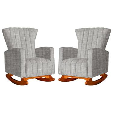 Imagem de Kit 02 Poltronas Decorativa Melinda Pés Balanço Linho Cores - DS Estofados