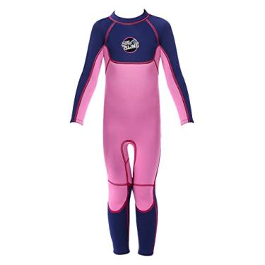 Imagem de Roupa de mergulho infantil para meninas de 3 mm, manga comprida, roupa de banho térmica com proteção UV para mergulho, mergulho com snorkel, natação de 10 a 12 anos