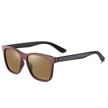 Imagem de Bestgift Óculos de sol masculino polarizados clássicos vintage armação marrom chá, Chá de moldura marrom