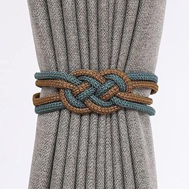 Imagem de Gravata de cortina de nó chinês luz de luxo simples fivela de cortina ímã cinto de gravata decoração de janela suportes de cortina tiebacks de cortina, T3,4 pcs