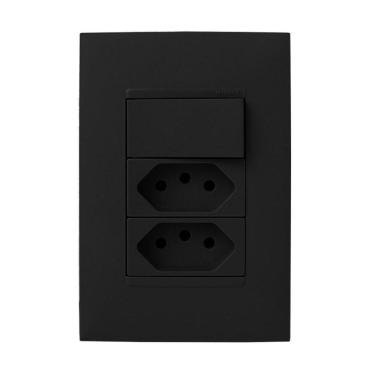 Imagem de Cj Simples + Tomada Dupla 20A 4X2 - Pial Plus + Preto
