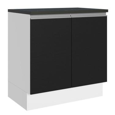 Imagem de Balcão 100% Mdf 80 Cm 2 Portas Branco/preto