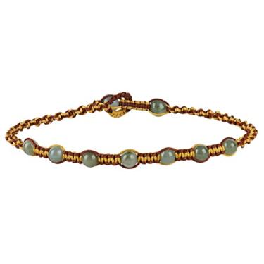 Imagem de Infinityee888 Tornozeleira de jade amarelo marrom cordão de tecido ajustável Feng Shui para homens, pulseira de tornozelo-AK02YB, Large, Pedra, Peridoto sintético