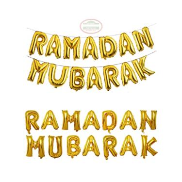 Imagem de Balões de alumínio Eid Mubarak de ouro rosa de 40,64 cm suprimentos de decoração de festa decoração de ramadã balões de EID dourados para balão EID muçulmano (Ramadã dourado)